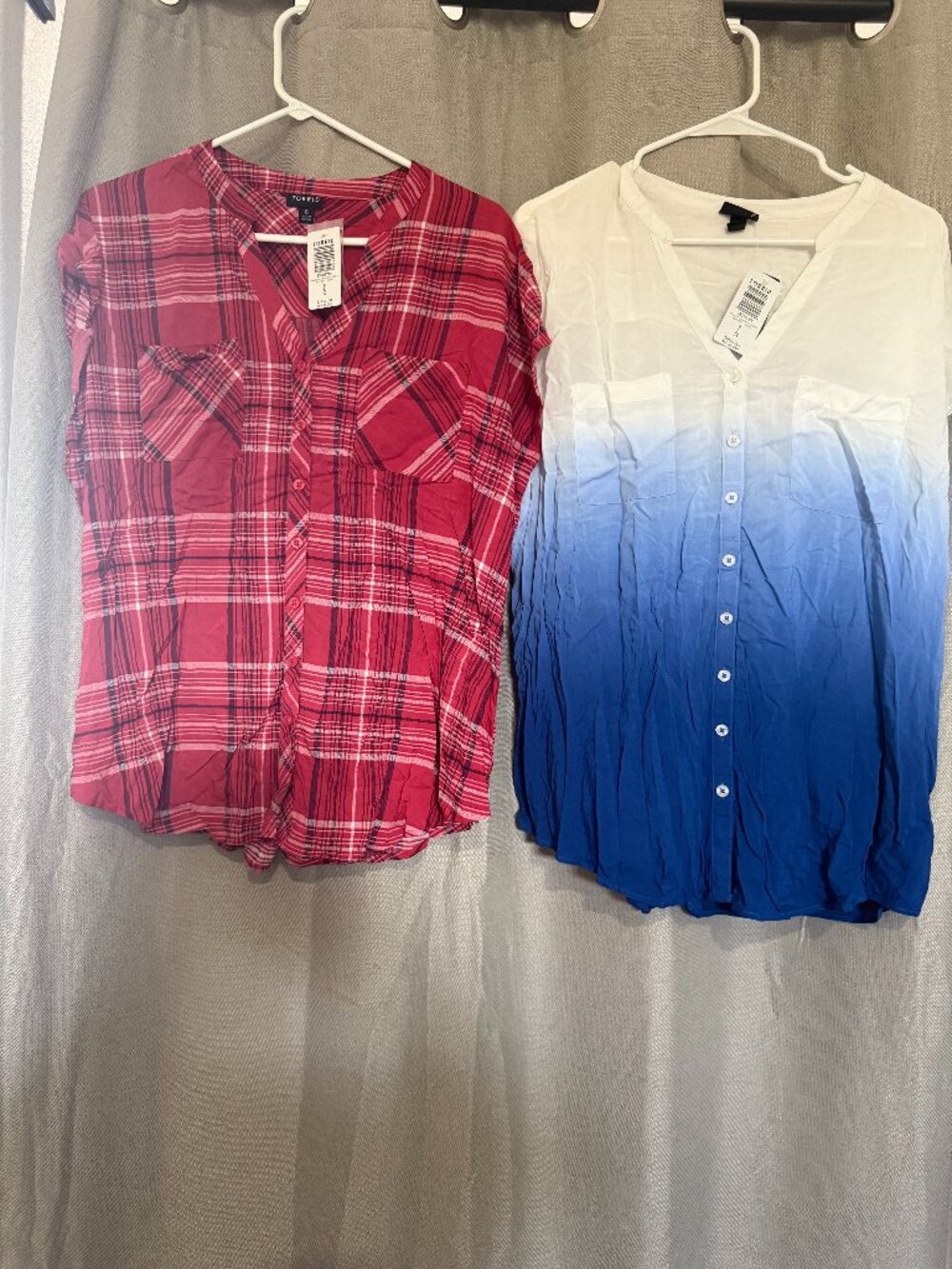 NWT Torrid Harper Blouse Bundle | Pink Plaid + Blue Ombré | Size 0 (Large 12) |